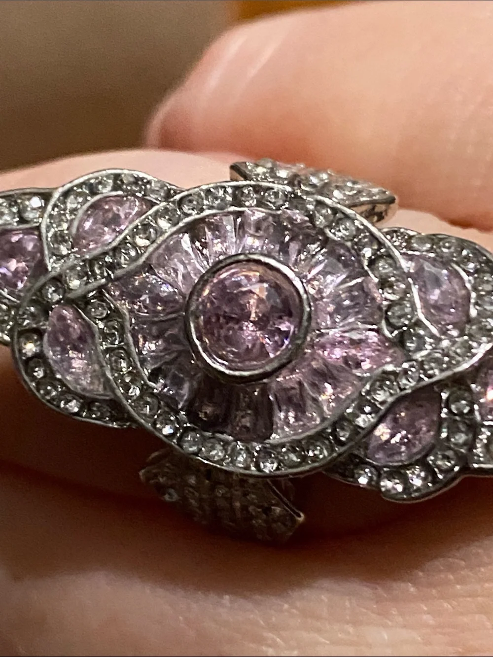 Sterling Silver Pink Crystal Ring